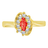 Cluster Ring Marquise Red CZ Jul Yellow Gold 14k [R217-207]