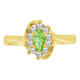 Cluster Ring Marquise Light Green CZ Aug Yellow Gold 14k [R217-208]