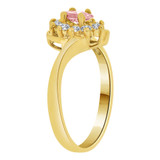 Cluster Ring Marquise Pink CZ Oct Yellow Gold 14k [R217-210]