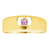 Polished Band Heart Ring Violet CZ Jun Yellow Gold 14k [R217-406]