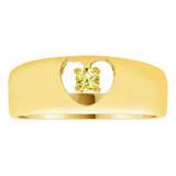Polished Band Heart Ring Yellow CZ Nov Yellow Gold 14k [R217-411]