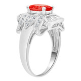 Cocktail Ring Oval Red CZ Jul White Gold 14k [R219-257]
