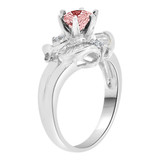 Cocktail Ring Round Pink CZ Oct White Gold 14k [R219-560]