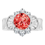 Fancy Cocktail Ring Round Red CZ Jul White Gold 14k [R219-657]