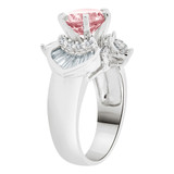 Fancy Lady Ring Round Pink Color CZ Oct White Gold 14k [R220-160]