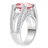 Fancy Lady Ring Cushion Cut Pink Color CZ Oct White Gold 14k [R220-360]