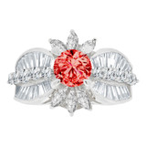 Fancy Lady Ring Red Color CZ Jul White Gold 14k [R220-457]