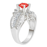 Fancy Lady Ring Red Color CZ Jul White Gold 14k [R220-457]