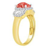 Fancy Lady Ring Cushion Cut Red Color CZ Jul Yellow Gold 14k [R220-607]