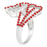 Extra Fancy Abstract Flair Ring Red & White CZ White Gold 14k [R222-657]