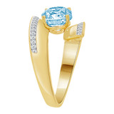 Fancy Lady Ring Aqua Color CZ Mar Yellow Gold 14k [R222-803]