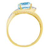 Fancy Lady Ring Aqua Color CZ Mar Yellow Gold 14k [R222-803]