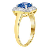 Fancy Square Ring Dark Blue Color CZ Sep Yellow Gold 14k [R223-009]