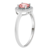 Fancy Round Halo Ring Pink Color CZ Oct White Gold 14k [R223-070]