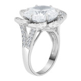 Fancy Flower Ring Special Cut Cubic Zirconia White Gold 14k [R223-654]