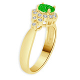 Lady Ring Oval Shape Green Color CZ May Yellow Gold 14k [R224-405]