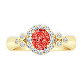 Lady Ring Oval Shape Red Color CZ Jul Yellow Gold 14k [R224-407]