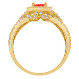 Heart Shape Lady Ring Red Color CZ Jul Yellow Gold 14k [R224-707]