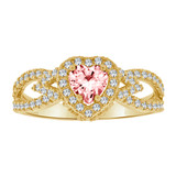 Heart Shape Lady Ring Pink Color CZ Oct Yellow Gold 14k [R224-710]