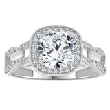 Lady Engagement Ring Cushion Shape Cubic Zirconia White Gold 14k [R225-235]