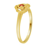 Dainty Small Heart Ring Red Color CZ Yellow Gold 14k [R227-017]