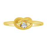 Dainty Knot Ring CZ Yellow Gold 14k [R227-024]