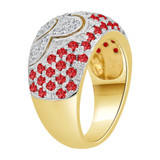 Fancy Dome Band Ring Red Color CZ Yellow Gold 14k [R227-307]