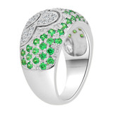 Fancy Dome Band Ring Green Color CZ White Gold 14k [R227-355]