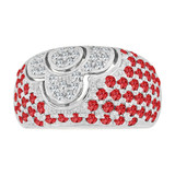 Fancy Dome Band Ring Red Color CZ White Gold 14k [R227-357]