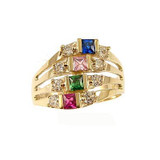 Four Layer Lady Ring Color CZ  Yellow Gold 14k [R228-003]