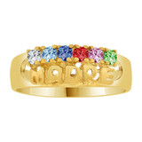 Madre Mother Ring 6 Mixed Color CZ Yellow Gold 14k [R228-010]