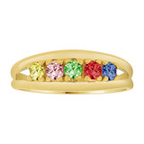 Classic Graduated Band Lady Ring 5 Mixed Color CZ Yellow Gold 14k [R228-012]