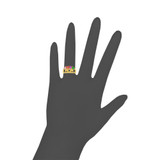 Classic Graduated Mom Ring 4 Mixed Color CZ Yellow Gold 14k [R228-016]