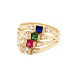 Four Layer Lady Ring Color CZ  Yellow Gold 14k [R228-053]