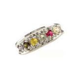 Classic Graduated Band Lady Ring 6 Mixed Color CZ White Gold 14k [R228-063]