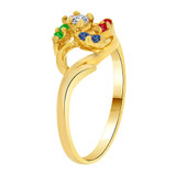 Abstract Design Lady Ring Mixed Color CZ Yellow Gold 14k [R229-009]