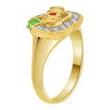 Heart Shape Mom Ring Light Green Color CZ Aug Yellow Gold 14k [R229-408]