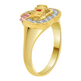 Heart Shape Mom Ring Pink Color CZ Oct Yellow Gold 14k [R229-410]