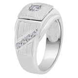 Signet Fancy Ring Cubic Zirconia White Gold 14k [R252-063]