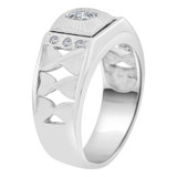 Signet Fancy Small Ring Cubic Zirconia White Gold 14k [R252-065]