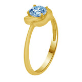 Small Ring Aqua Color CZ Knot Design Yellow Gold 14k [R253-303]