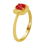 Small Ring Red Color CZ Knot Design Yellow Gold 14k [R253-307]