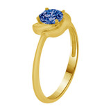 Small Ring Blue Color CZ Knot Design Yellow Gold 14k [R253-309]