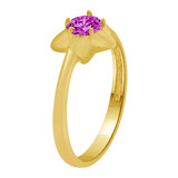 Small Star Ring Purple Color CZ Feb Yellow Gold 14k [R253-502]