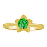 Small Star Ring Green Color CZ May Yellow Gold 14k [R253-505]