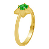 Small Star Ring Green Color CZ May Yellow Gold 14k [R253-505]