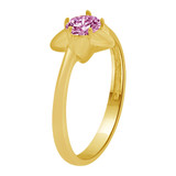 Small Star Ring Light Purple Color CZ Jun Yellow Gold 14k [R253-506]