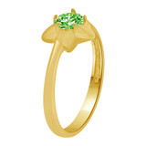 Small Star Ring Light Green Color CZ Aug Yellow Gold 14k [R253-508]