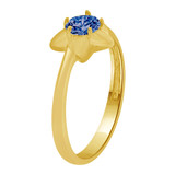 Small Star Ring Blue Color CZ Sep Yellow Gold 14k [R253-509]