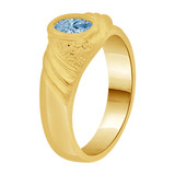Mini Baby Ring Aqua Blue CZ Oval Yellow Gold 14k [R254-103]